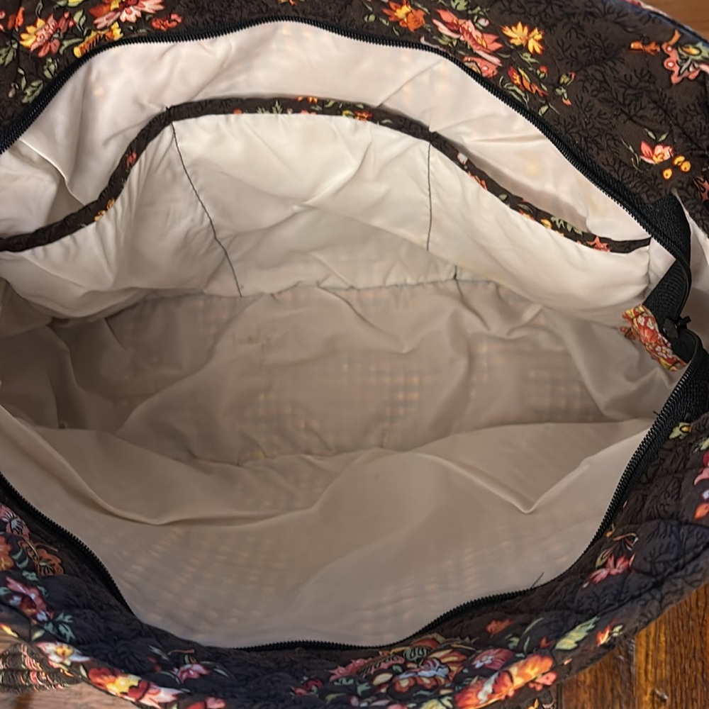 Vera Bradley Vintage Chocolat brown floral Quilted Shoulder Bag - Picture 3 of 9
